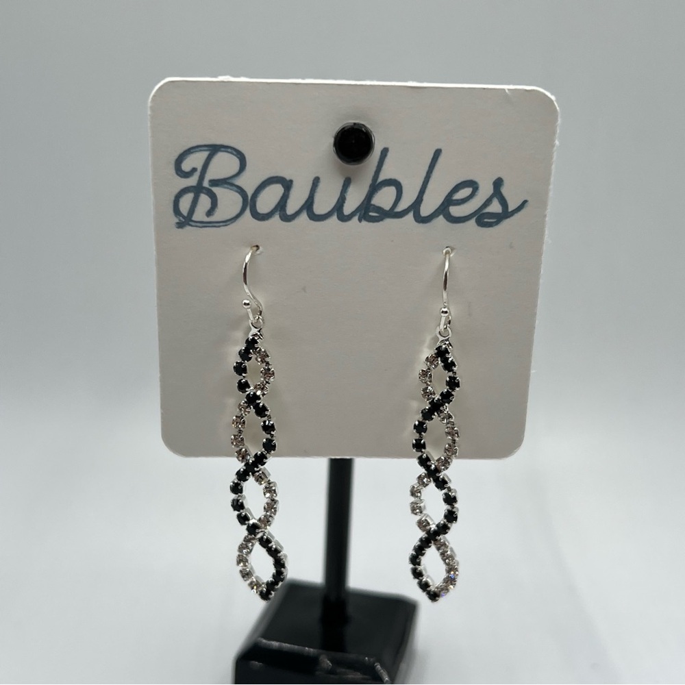 Silver and Black Twisted Dangle Earrings Gilded Age Romantic Glam